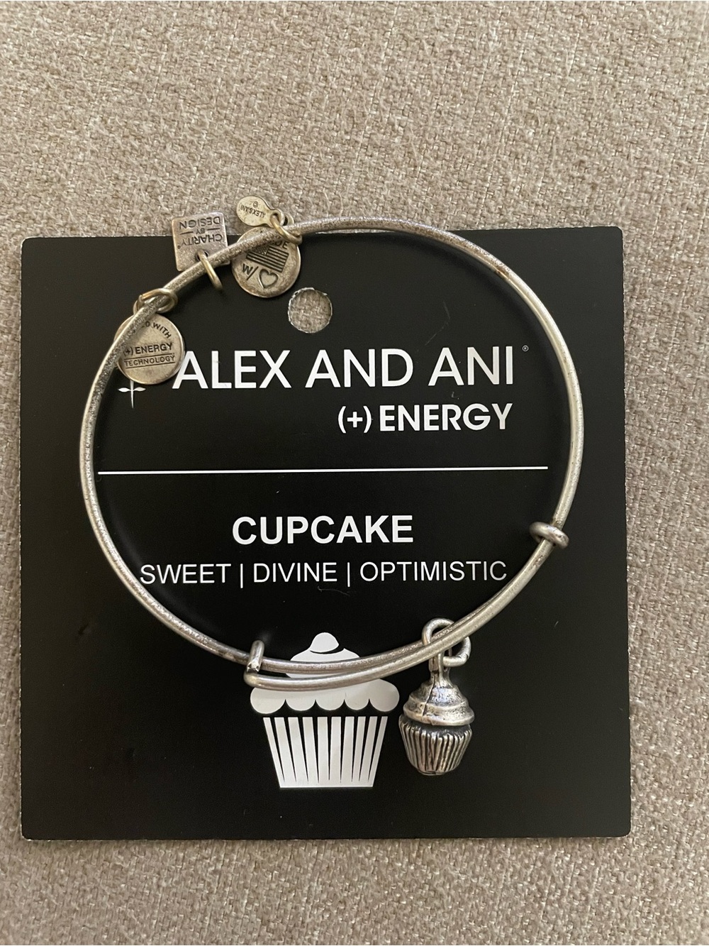 Alex and Ani Silver Cupcake Charm Bangle Bracelet